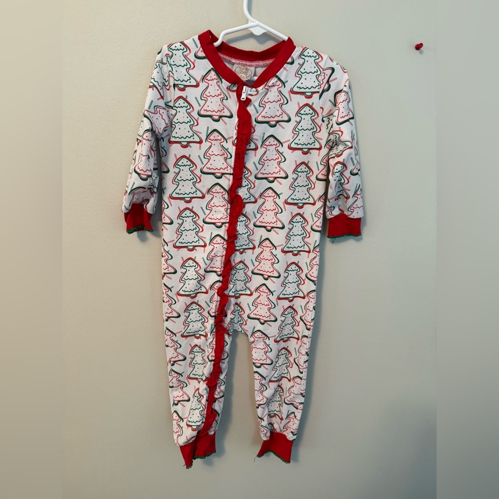 Little Bear Smocks Festive Christmas Tree Kids Pajamas